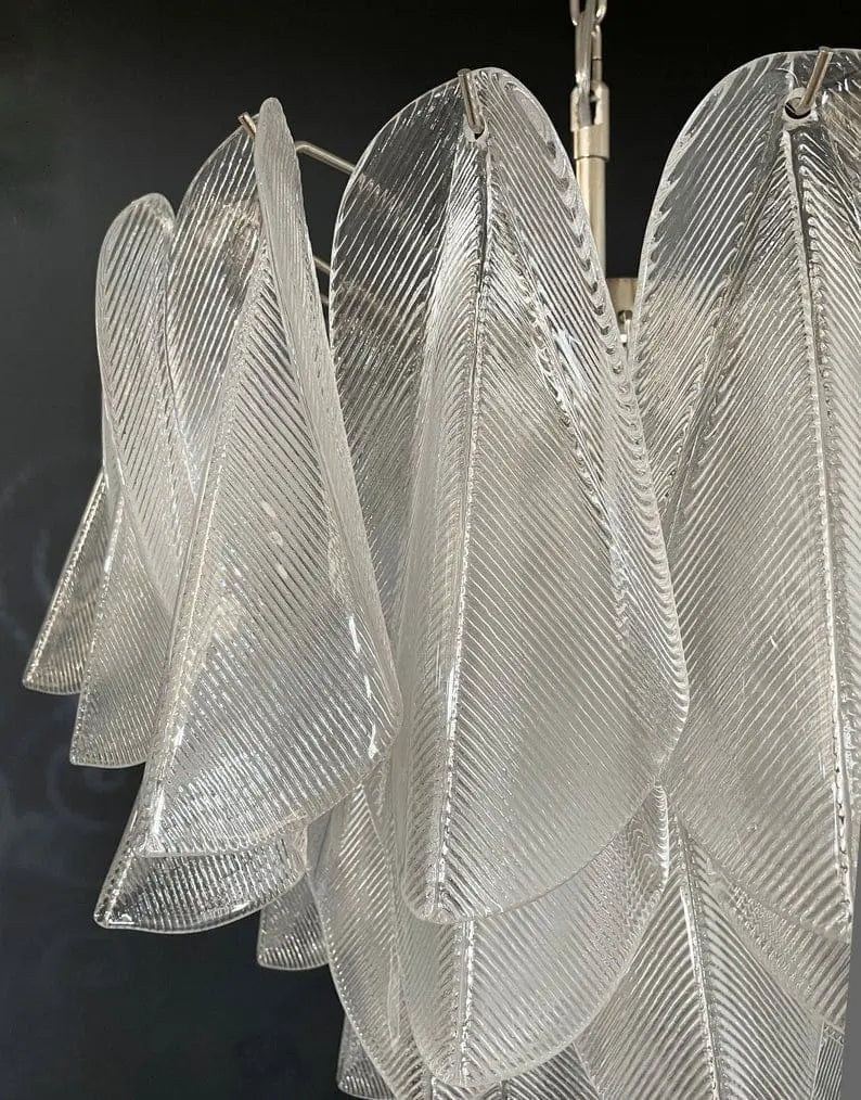 Murano Chandelier – Rondini – 41 glass leaves – Transparent by Meetlighting