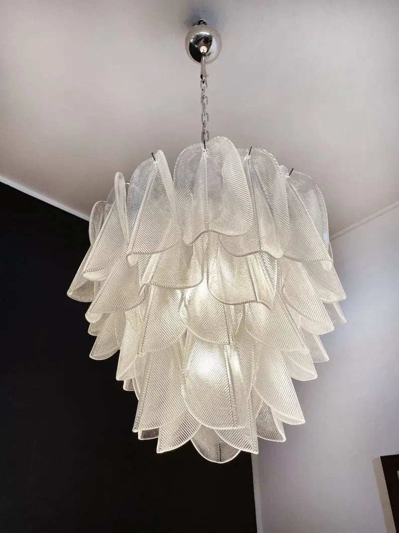 Murano Chandelier – Rondini – 41 glass leaves – Transparent by Meetlighting
