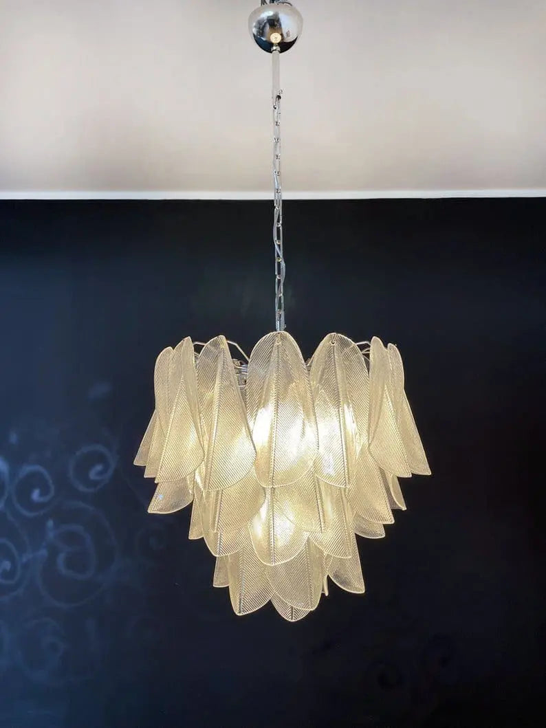 Murano Chandelier – Rondini – 41 glass leaves – Transparent by Meetlighting