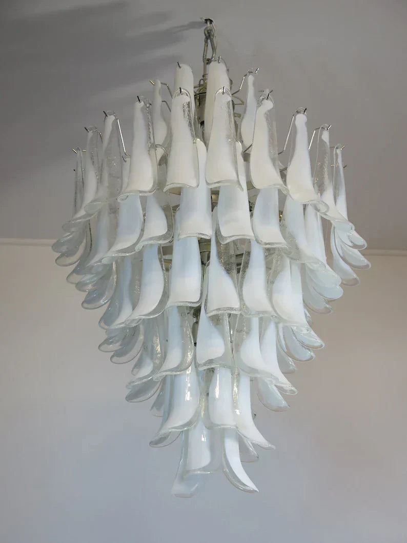 Murano Chandelier – 85 petals – White/Transparent