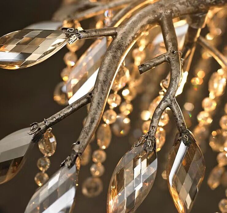 New Luxury Branch Crystal Pendant Chandelier Designer Creative Art Dining Room/Living Room Light Fixture - L26.8"*W29.52"*H14.2"GoldWarm LightBlushlighting