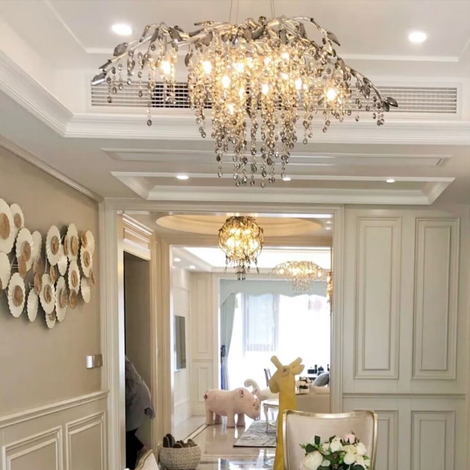 New Luxury Branch Crystal Pendant Chandelier Designer Creative Art Dining Room/Living Room Light Fixture - L39.4"*W29.52"*H15.7"GoldWarm