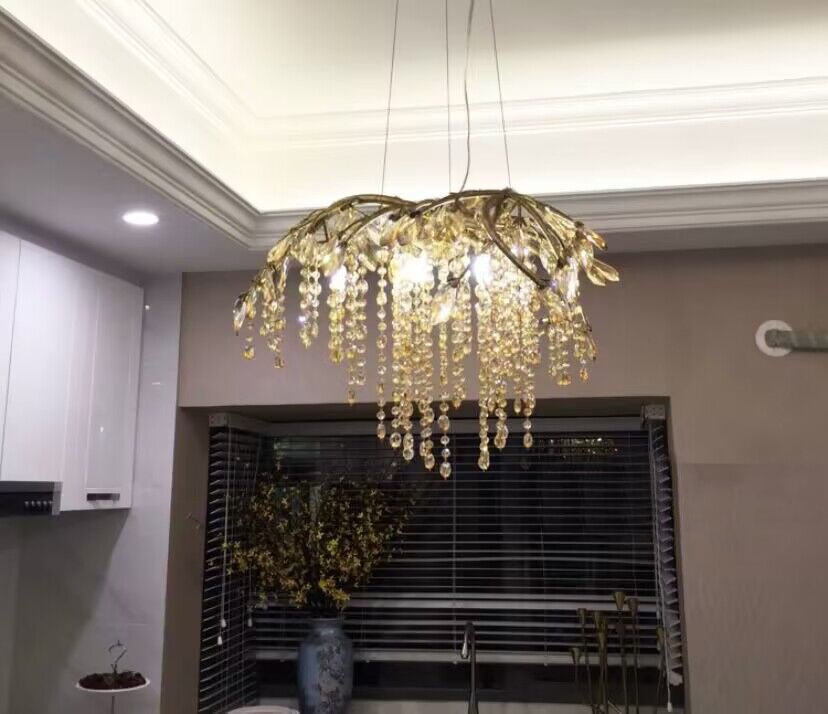 New Luxury Branch Crystal Pendant Chandelier Designer Creative Art Dining Room/Living Room Light Fixture - L26.8"*W29.52"*H14.2"GoldWarm