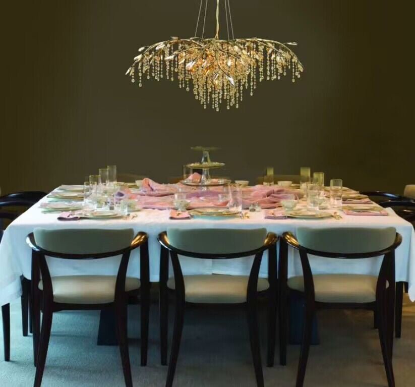 New Luxury Branch Crystal Pendant Chandelier Designer Creative Art Dining Room/Living Room Light Fixture - L26.8"*W29.52"*H14.2"GoldWarm