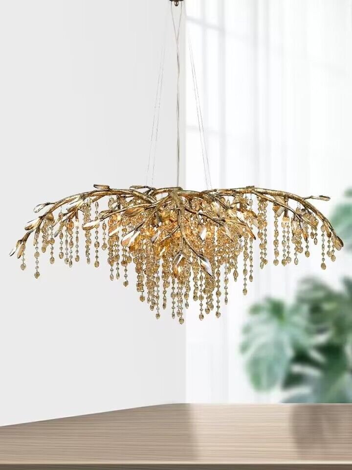 New Luxury Branch Crystal Pendant Chandelier Designer Creative Art Dining Room/Living Room Light Fixture - L26.8"*W29.52"*H14.2"GoldWarm Lightmeetlighting