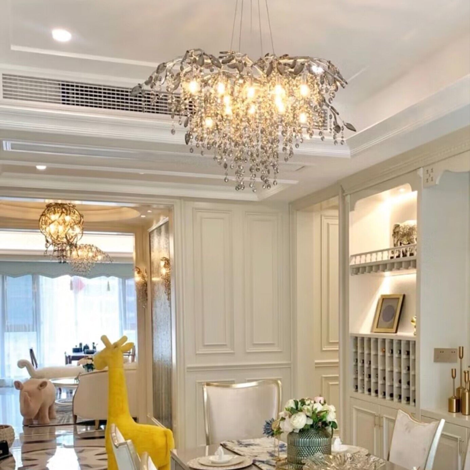 New Luxury Branch Crystal Pendant Chandelier Designer Creative Art Dining Room/Living Room Light Fixture - L26.8"*W29.52"*H14.2"GoldWarm Lightmeetlighting