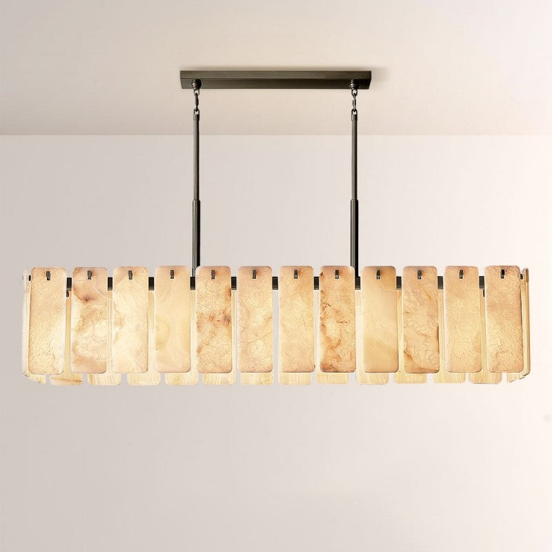 Camette Alabaster Rectangular Chandelier 72"W