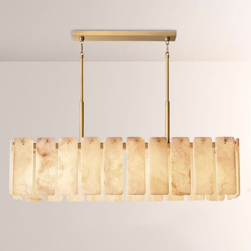 Camette Alabaster Rectangular Chandelier 60"W