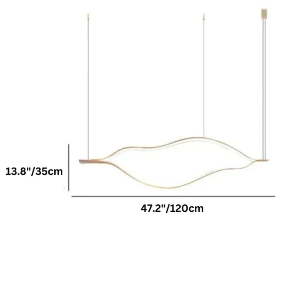 Modern Simple Brass Waving Chandelier for Living/Dining Room/Kitchen Island-MEET LIGHTING