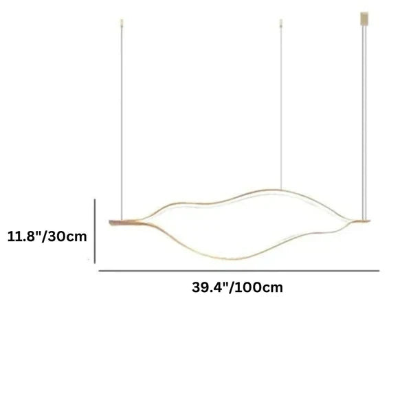 Modern Simple Brass Waving Chandelier for Living/Dining Room/Kitchen Island-MEET LIGHTING