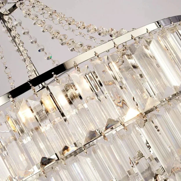 Light Luxury Round Tiered Crystal Chandelier for Living Room/Bedroom-MEET LIGHTING