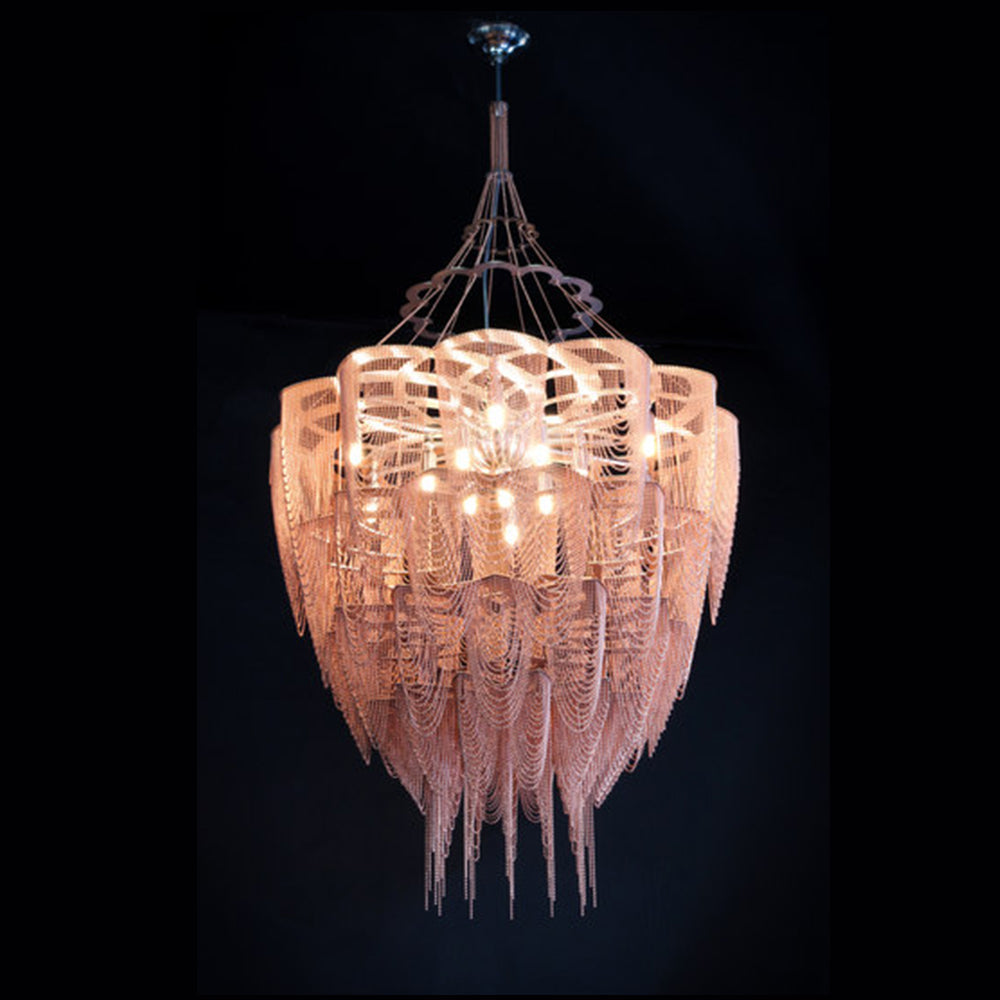 Oversized Post-Modern Aluminium Chain Tassel Pendant Chandelier for Large Living Room/Staircase/Villa-MEET LIGHTING