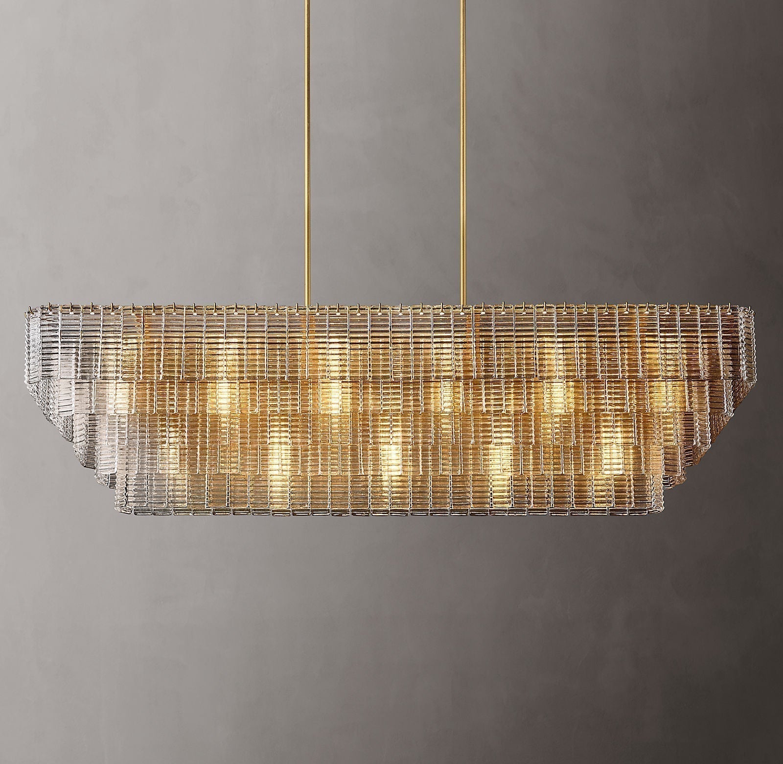 Siren Glass Rectangular Chandelier 77"