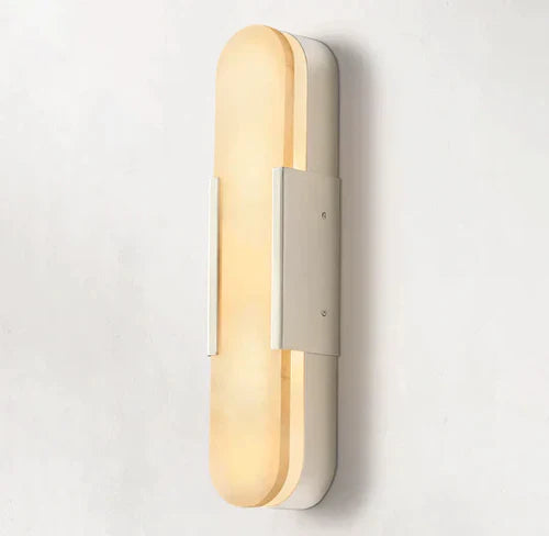 Modern Melange Elongated Alabaster Linear Wall Sconce