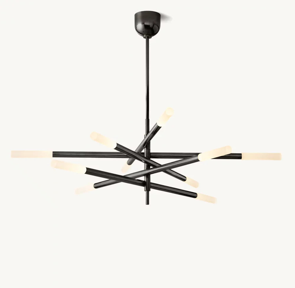 ROUSSEAU 10-LIGHT MOBILE ETCHED ROD CHANDELIER