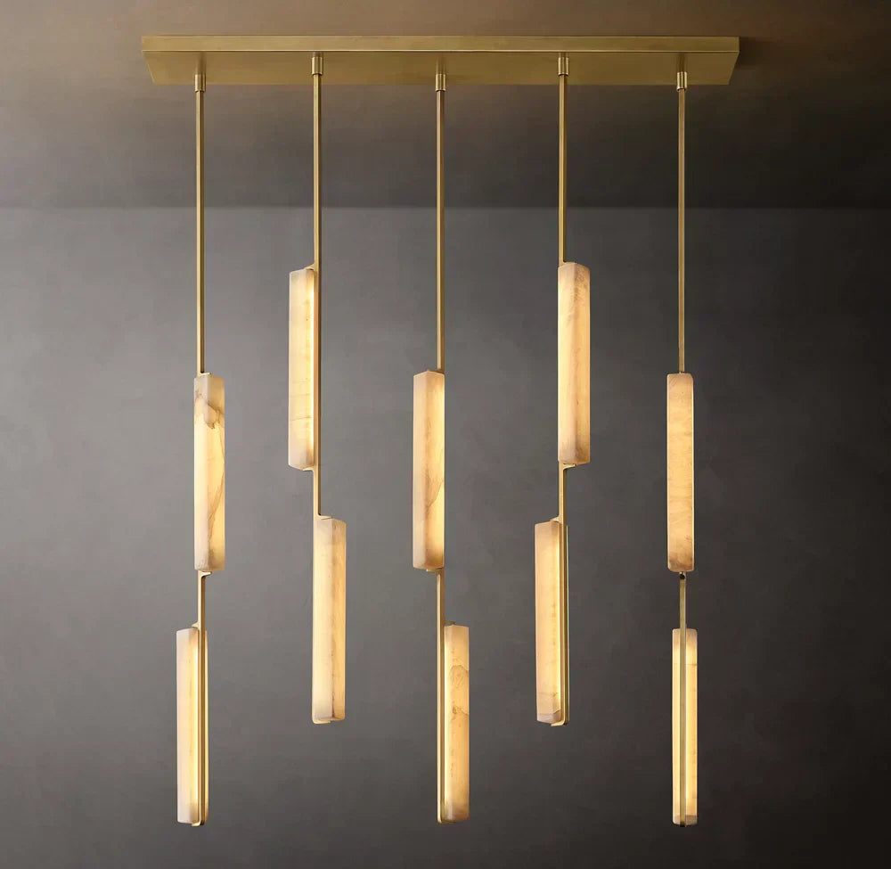 Audon Alabaster Linear Chandelier 54"-MEET LIGHTING