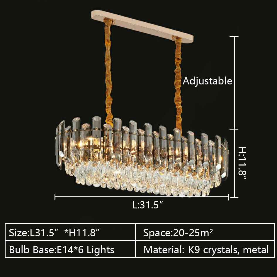 Smoke Gray Crystal Chandelier Flush Mounted Ceiling Light Fitxture Set for Dining Room/Living Room-MEET LIGHTING
