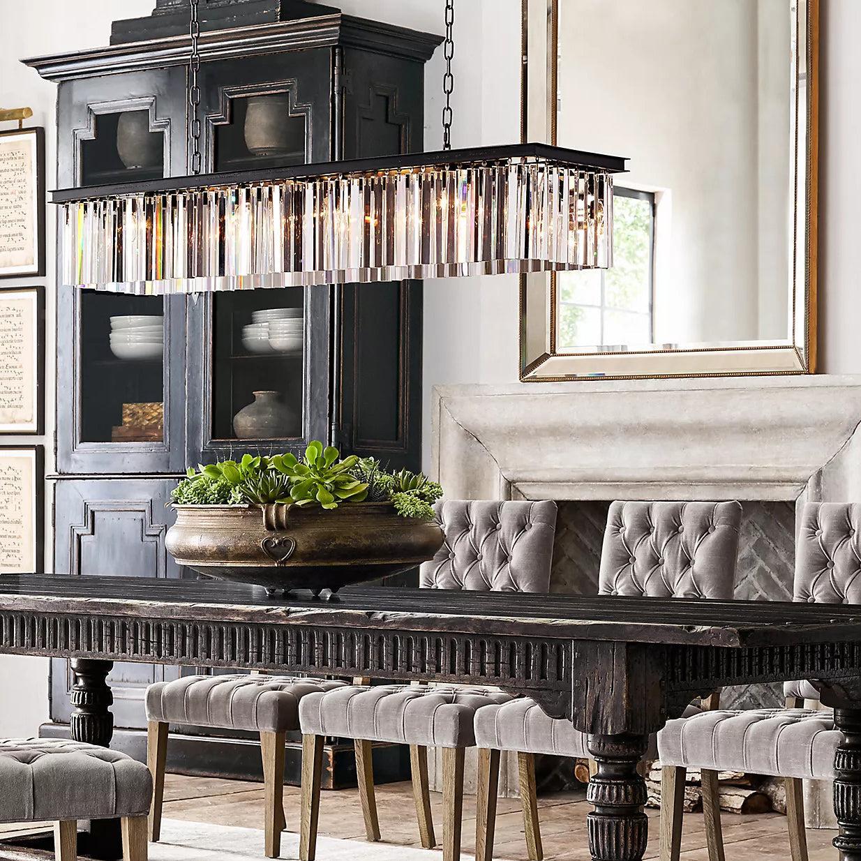 Rhys Rectangular Crystal Chandelier 49"