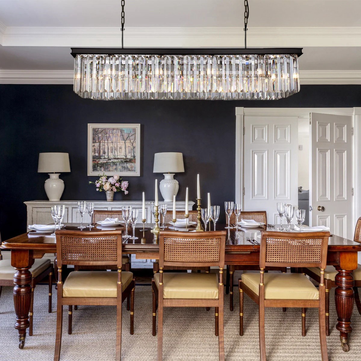 Rhys Rectangular Crystal Chandelier 49"