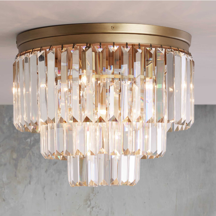 Modern Tiered Flush Mount Crystal Chandelier-MEET LIGHTING