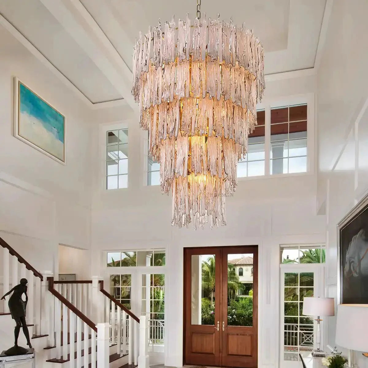 Saint Roch Modern Glass Chandelier Brass & Glass - Large Meet Lighting