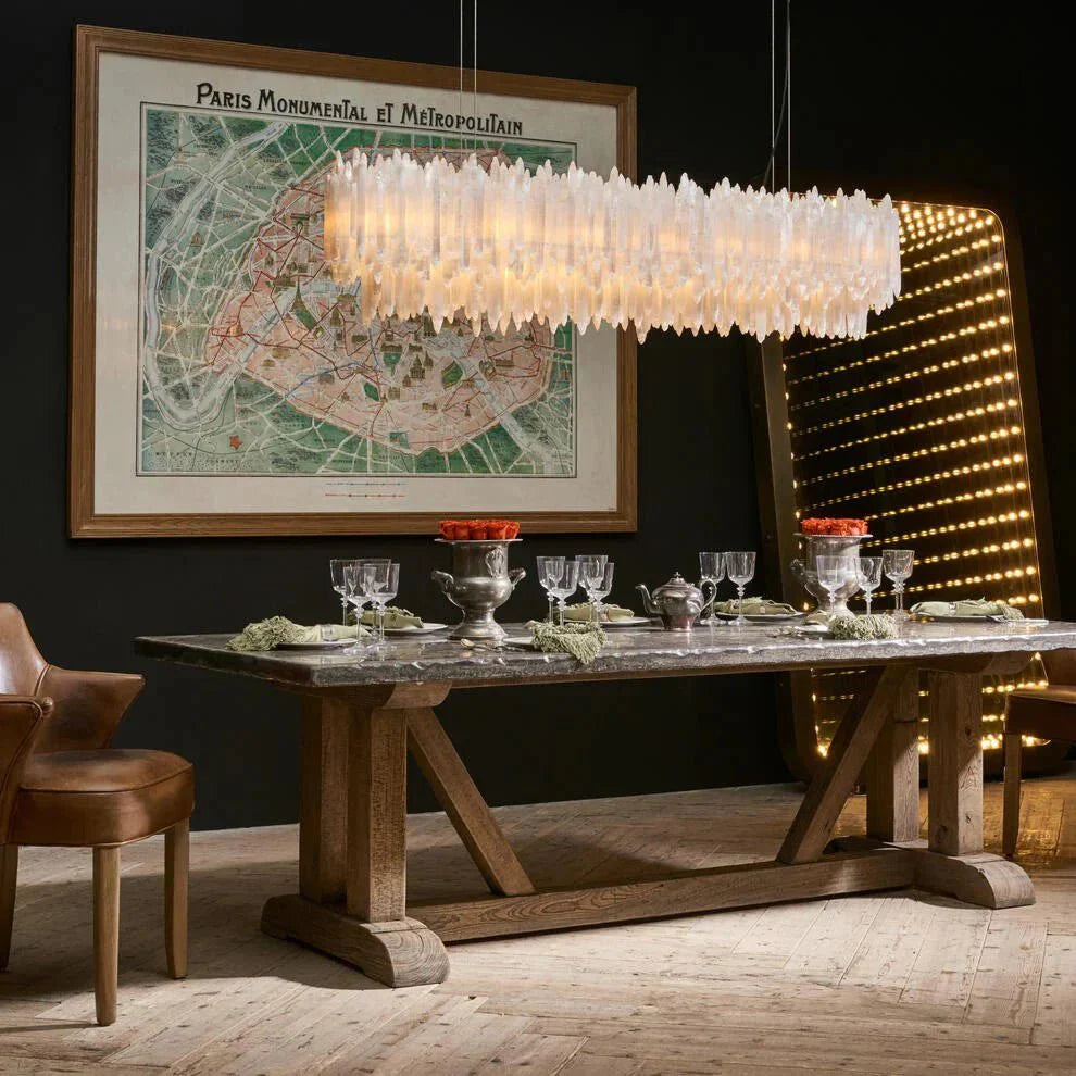 Selenite Layer Rectangular Chandelier - LargeBlushlighting