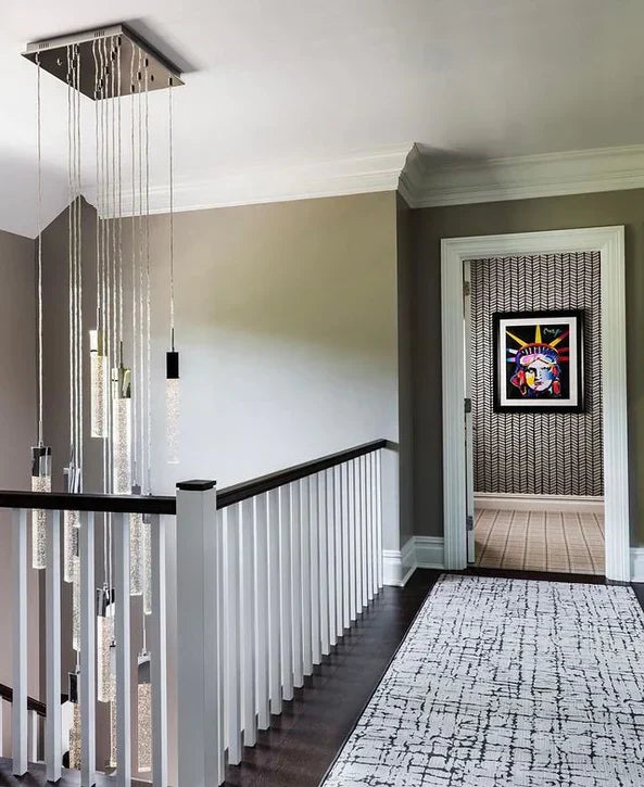 Modern Glacier Bubble Crystsal Sticks Chandelier in Gold/Chrome/Black Finish for Staircase/Foyer-MEET LIGHTING