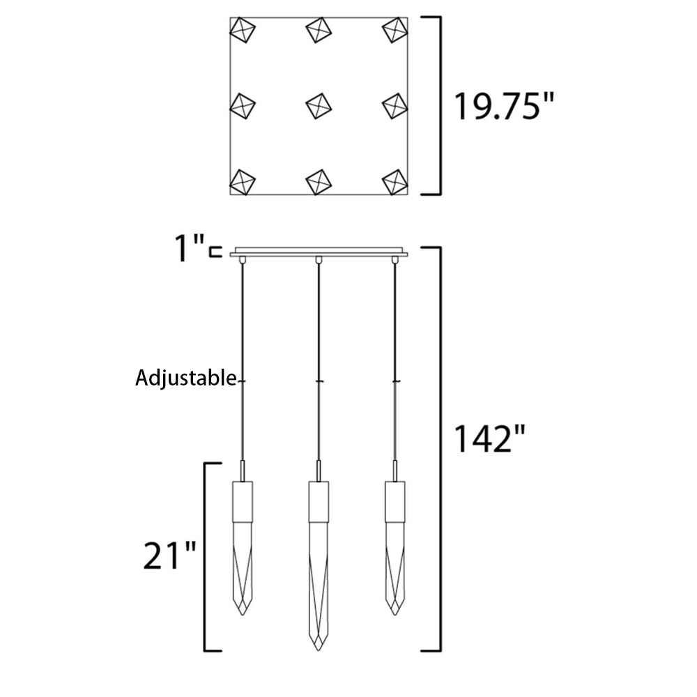 Modern Light Luxury Round/Rectangle Floating Glacier Crystal Chandelier in Black Finish for Kitchen Island/ Staircase/Living Room-MEET LIGHTING
