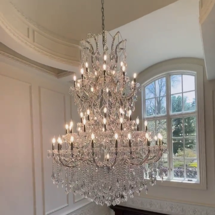 Traditional Candle Crystal Chandelier for Staircase/Foyer/Living Room/Villa-MEET LIGHTING