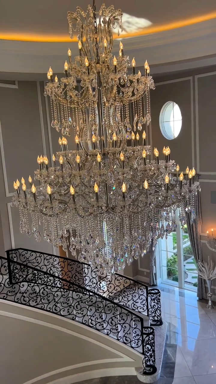Traditional Candle Crystal Chandelier for Staircase/Foyer/Living Room/Villa-MEET LIGHTING