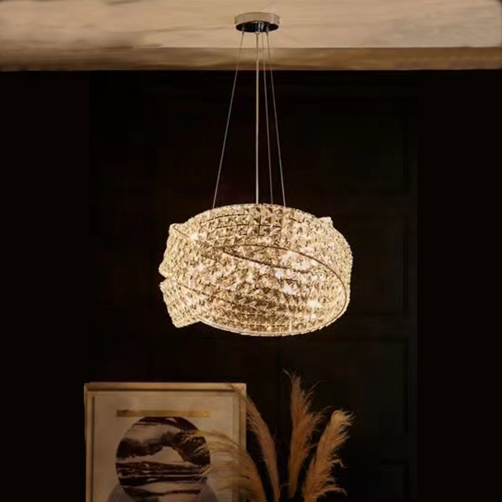 Round Crystal Ring Chandelier in Silver/Gold Finish for Lowg-ceiling-MEET LIGHTING