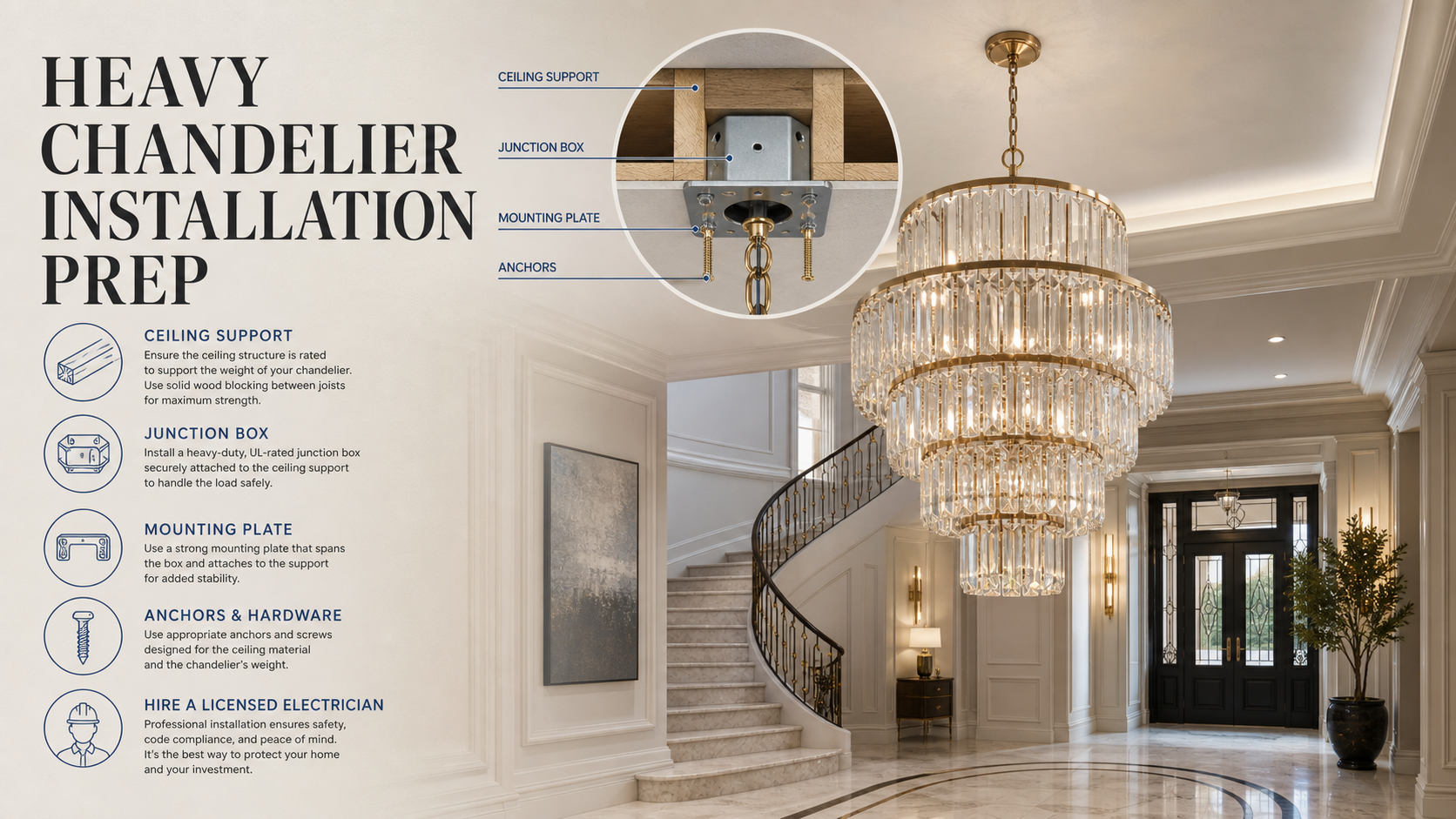 How to Prepare Your Ceiling for a Heavy Chandelier Installation
