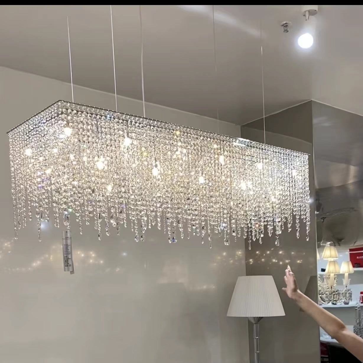 Tassel Rectangle Crystal Chandelier For Dining Room Island Kitchen-MEET LIGHTING