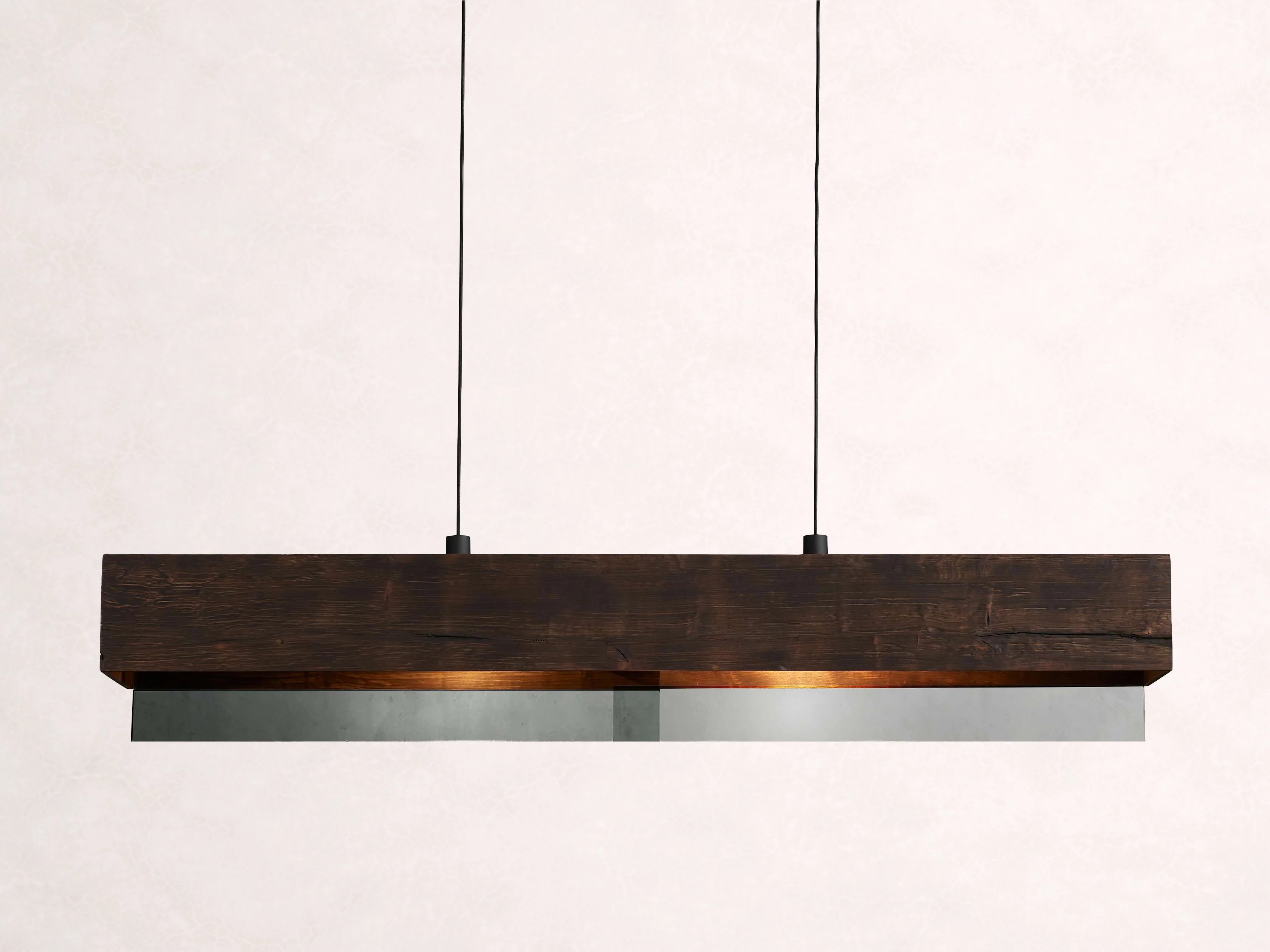 Lena Linear Wood Glass Chandelier 47'' 62" 72"L