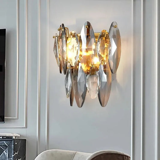 Multi sided Hand Crystal Wall Sconce