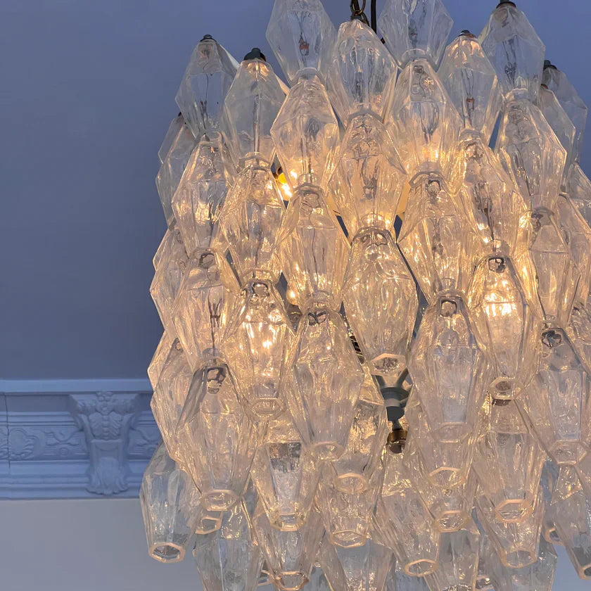 Murano Poliedri Clear Glass Chandelier