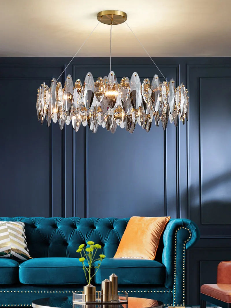 Multi-Sided Crystal Round Chandelier