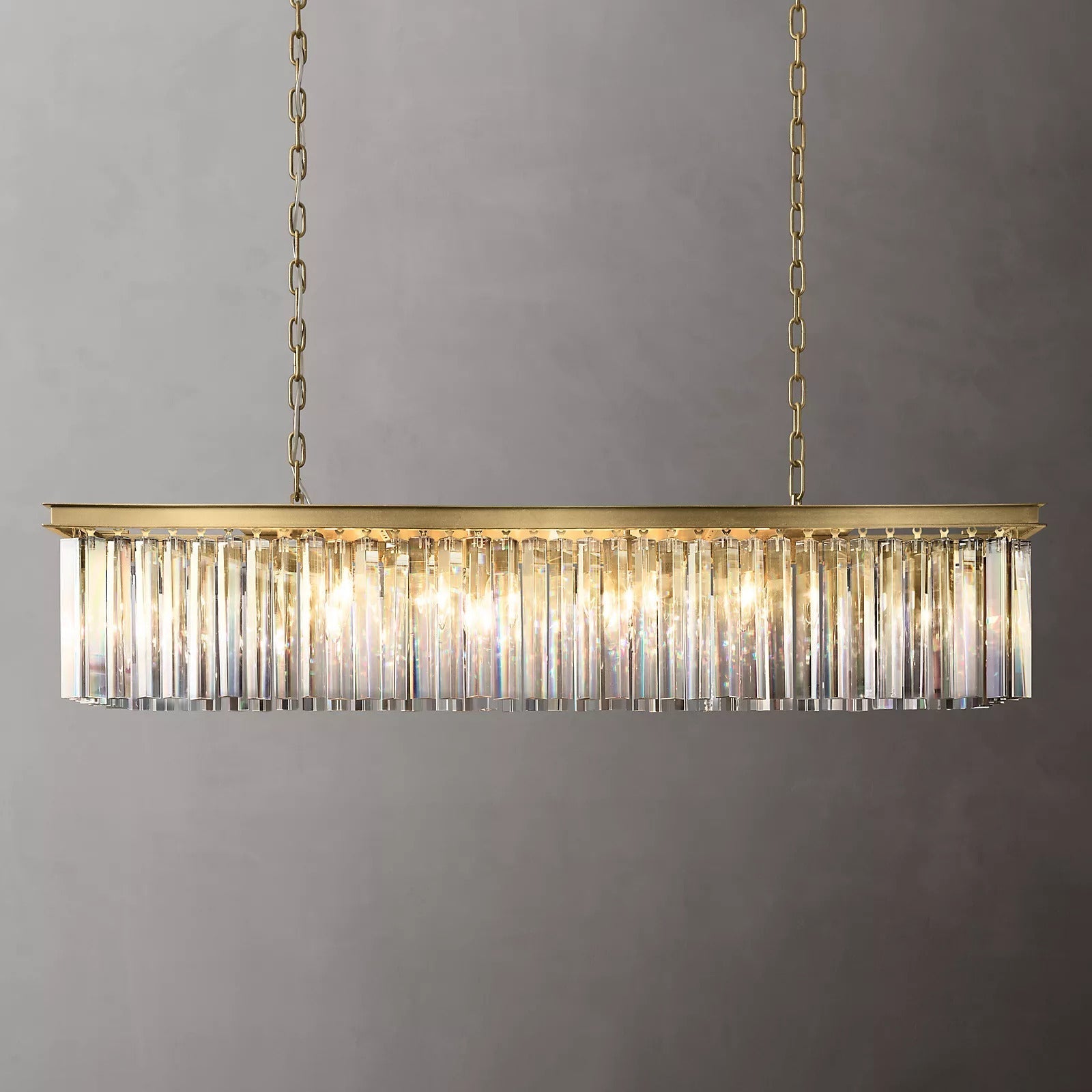 Rhys Rectangular Crystal Chandelier 49", Crystal Prism