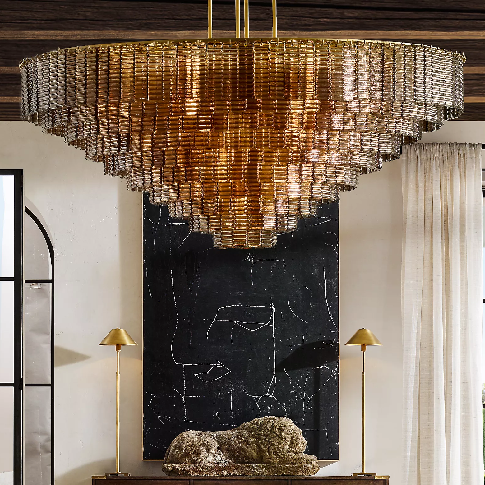 Siren Glass Round Chandelier 65"