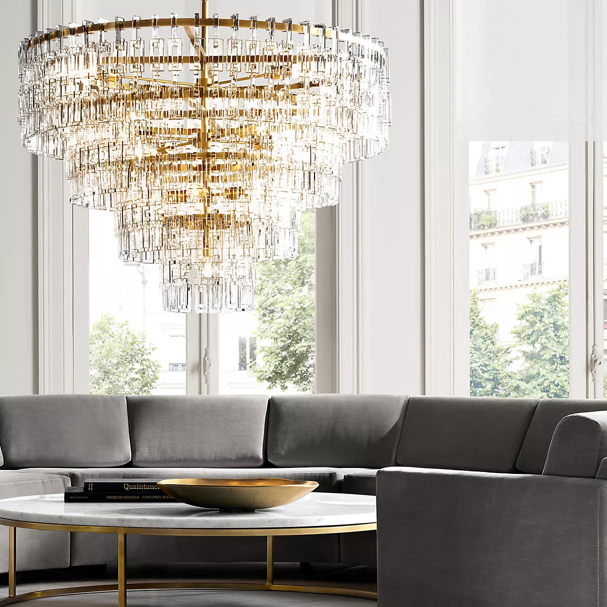 Mariogold Multi-Tier Crystal Chain Round Chandelier 36" 48" 60"