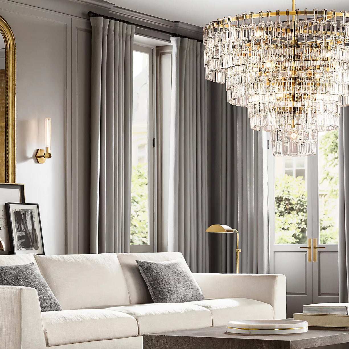 Mariogold Multi-Tier Crystal Chain Round Chandelier 36" 48" 60"