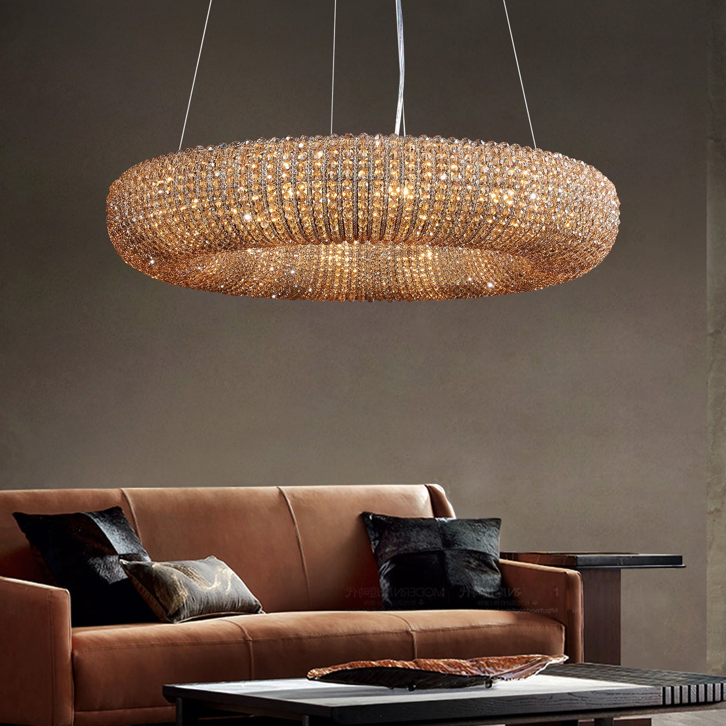 Halo Crystal Aperture Round Chandelier D72"