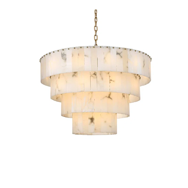 Intisar 40 inch Alabaster Chandelier in Satin Gold