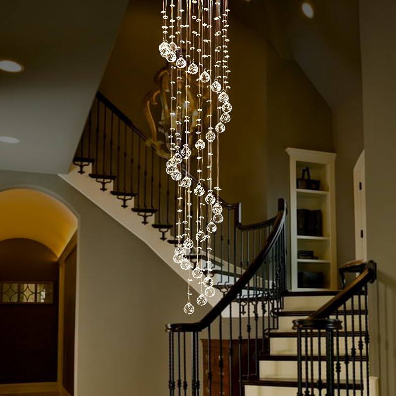 Extra Large Modern Spiral Raindrop Crystal Chandelier For Entryway-MEET LIGHTING