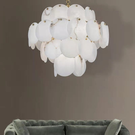 Modern Round Alabaster Pendant Light, Luxurious Round Chandelier