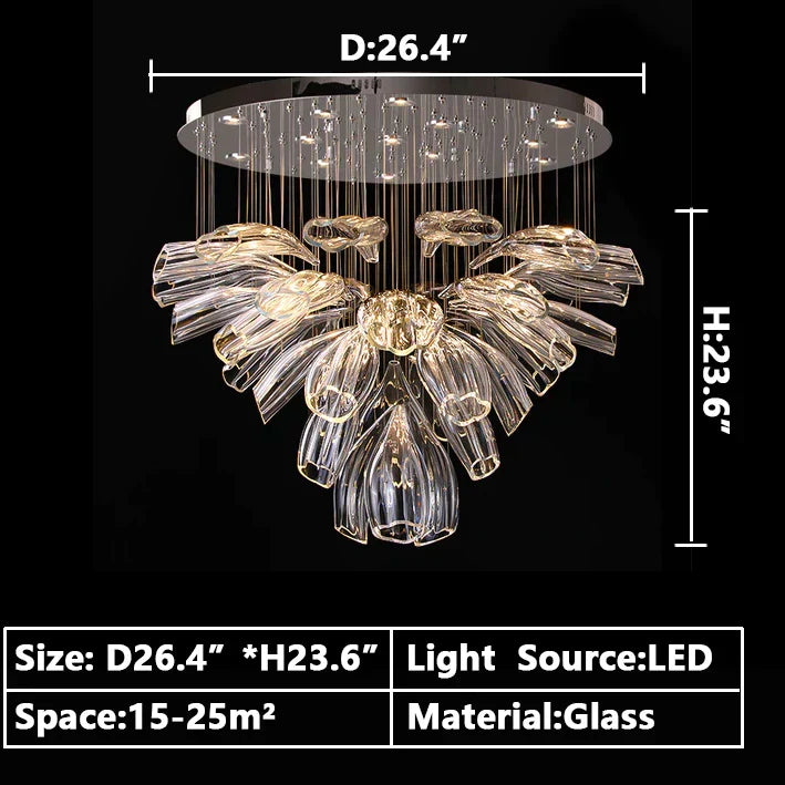 Light Luxury Art Design Petal-like Glass Chandeliers-MEET LIGHTING