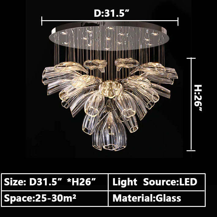 Light Luxury Art Design Petal-like Glass Chandeliers-MEET LIGHTING