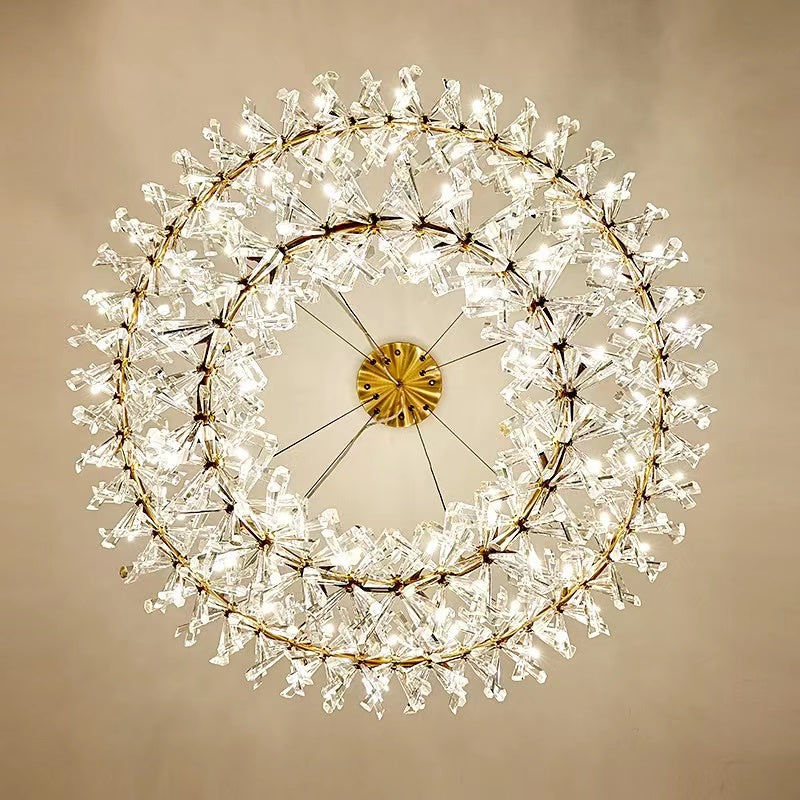 2 Wheel Frozen Ice Crystal Chandelier Light For Living Room Dining Hall-MEET LIGHTING