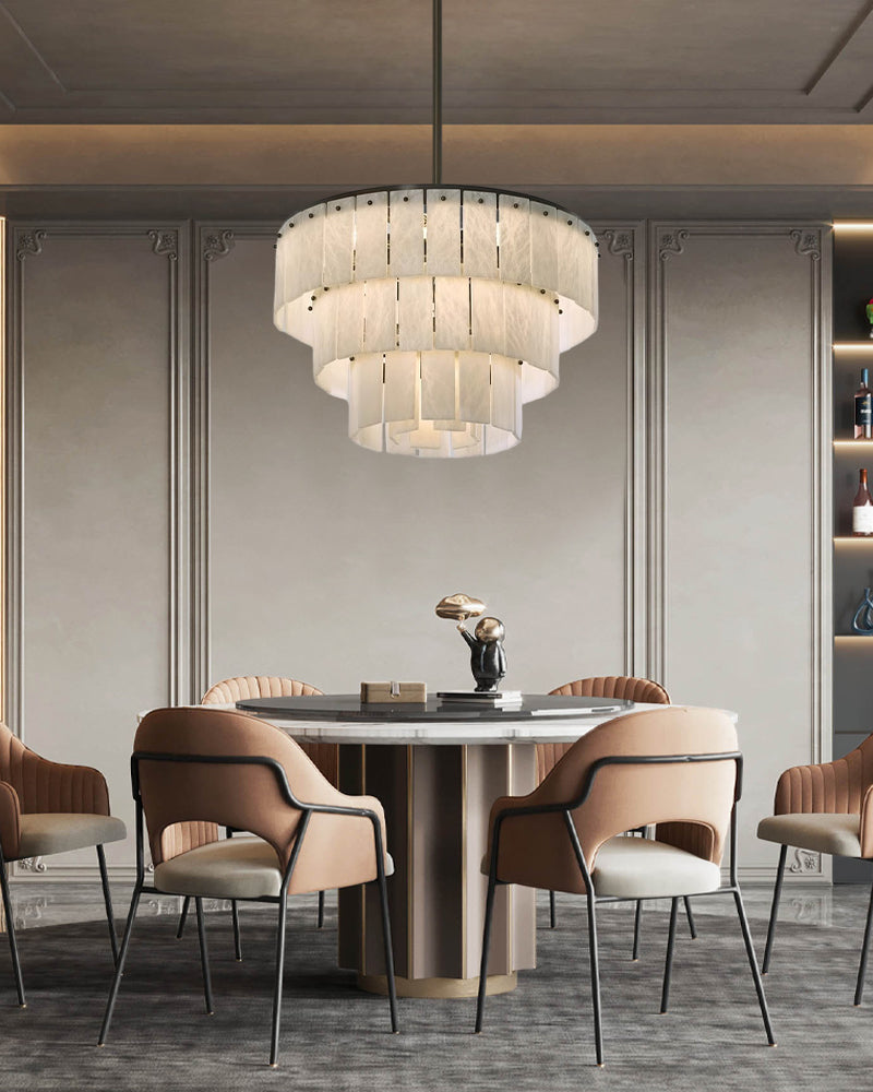 Multi-tiered Luxury Modern LED Chandelier Entrance Villa High Ceiling Large Alabaster Chandelier