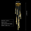 Foyer Glass Drops Pendant Chandelier Spiral Staircase High Ceiling Light Fixture In Gold Finish-MEET LIGHTING